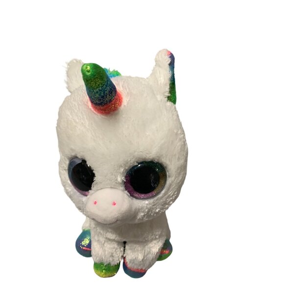 Ty Beanie Boos Medium 9 in White Unicorn Pixy Plush Stuffed Animal Toy Rainbow M - Picture 2 of 6